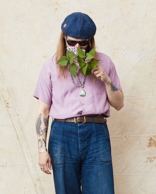 Style Eyes SE39455 Short Sleeve Rayon Bowling Shirt Purple
