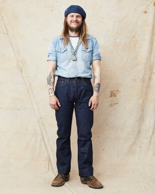 Sugar Cane & Co. SC49001 Super "Denim" Collectibles #01 Blue Denim Waist Overalls “S1945” Model One Wash