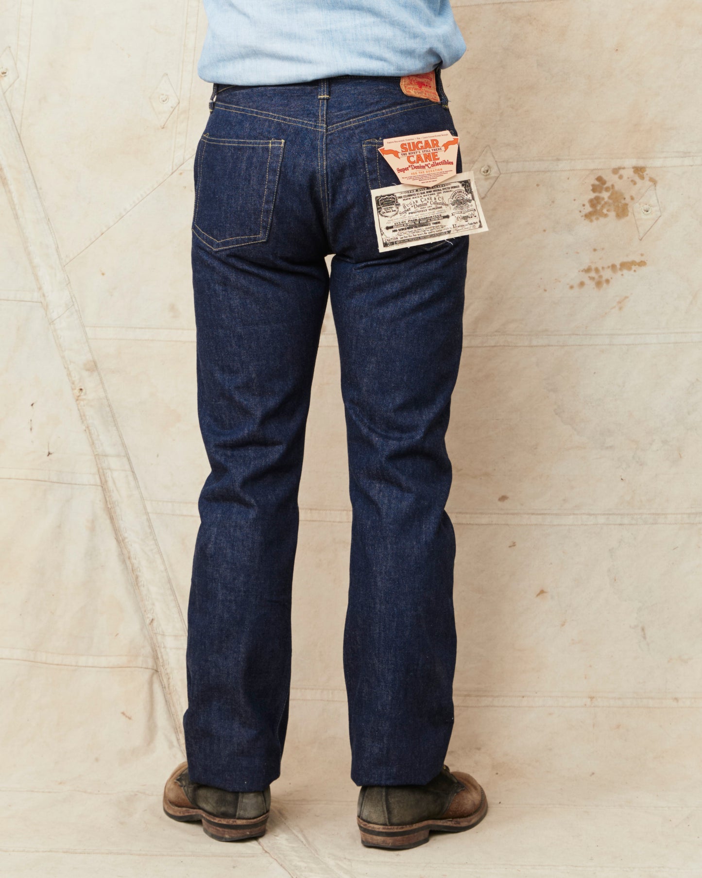 Sugar Cane & Co. SC49001 Super "Denim" Collectibles #01 Blue Denim Waist Overalls “S1945” Model One Wash