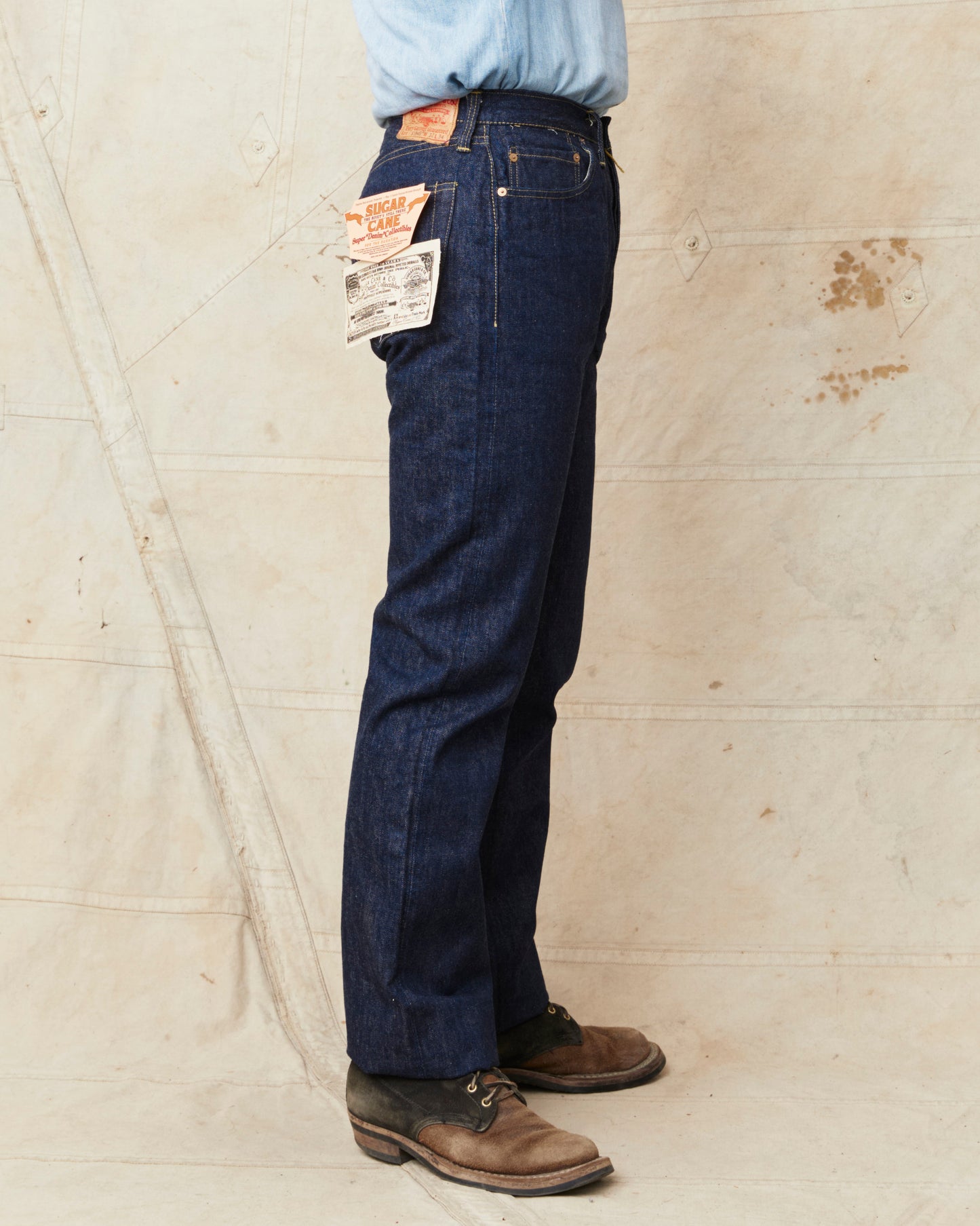 Sugar Cane & Co. SC49001 Super "Denim" Collectibles #01 Blue Denim Waist Overalls “S1945” Model One Wash