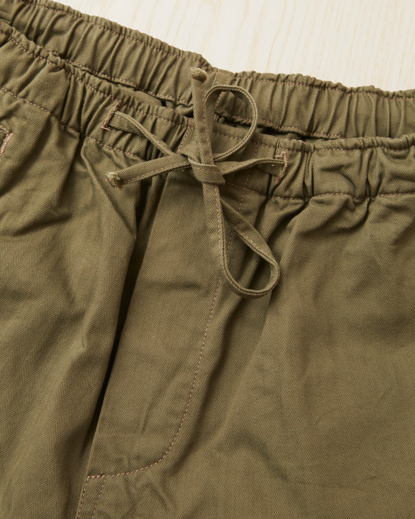 Papa Nui Cap Co. Atoll Beach Trunks Cotton HBT Twill Olive
