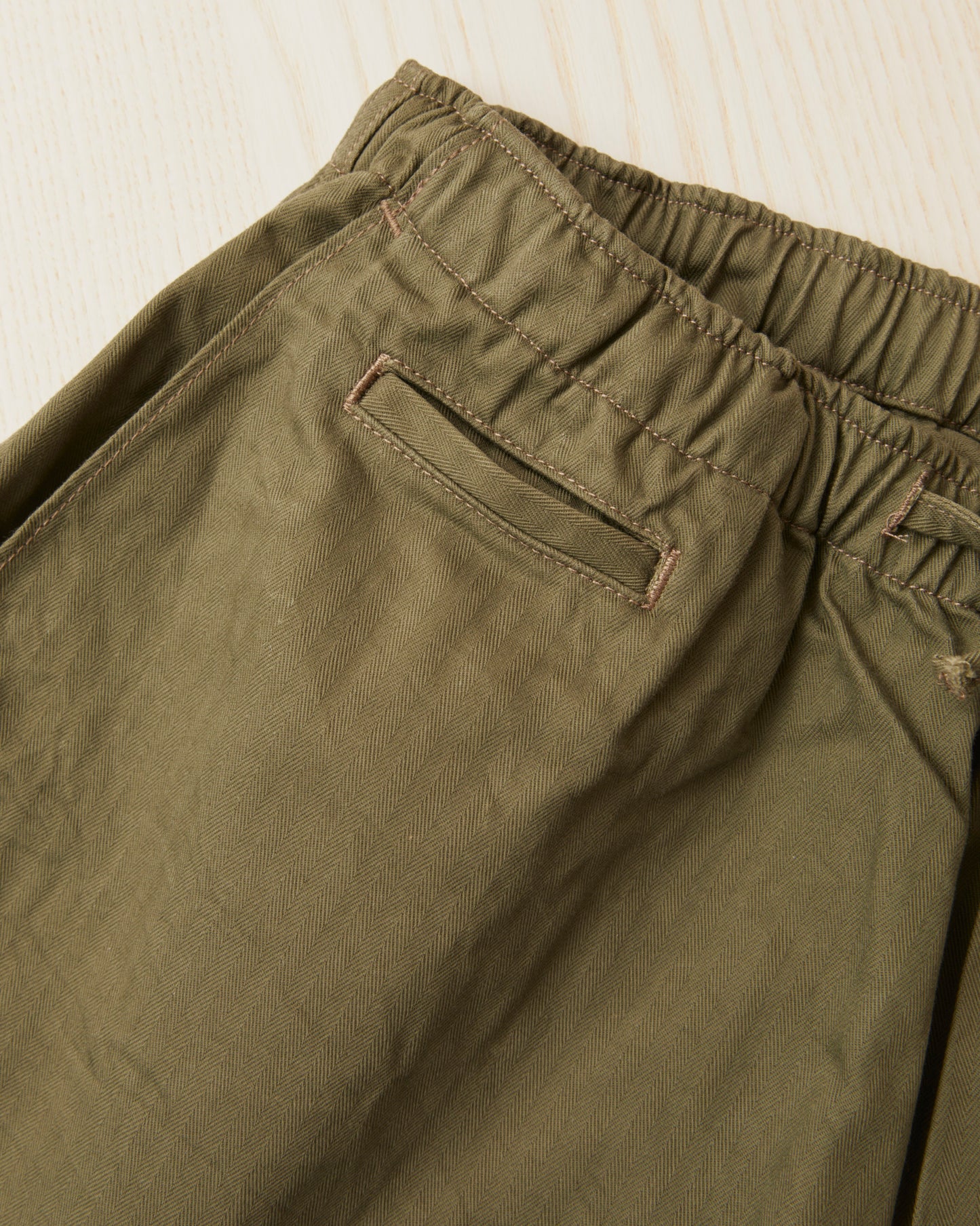 Papa Nui Cap Co. Atoll Beach Trunks Cotton HBT Twill Olive