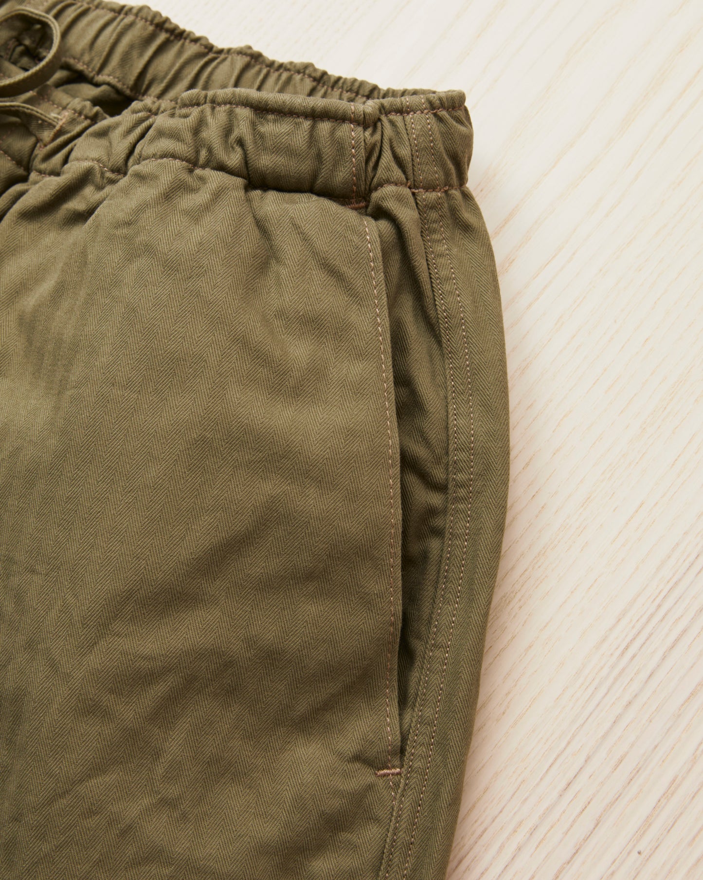 Papa Nui Cap Co. Atoll Beach Trunks Cotton HBT Twill Olive
