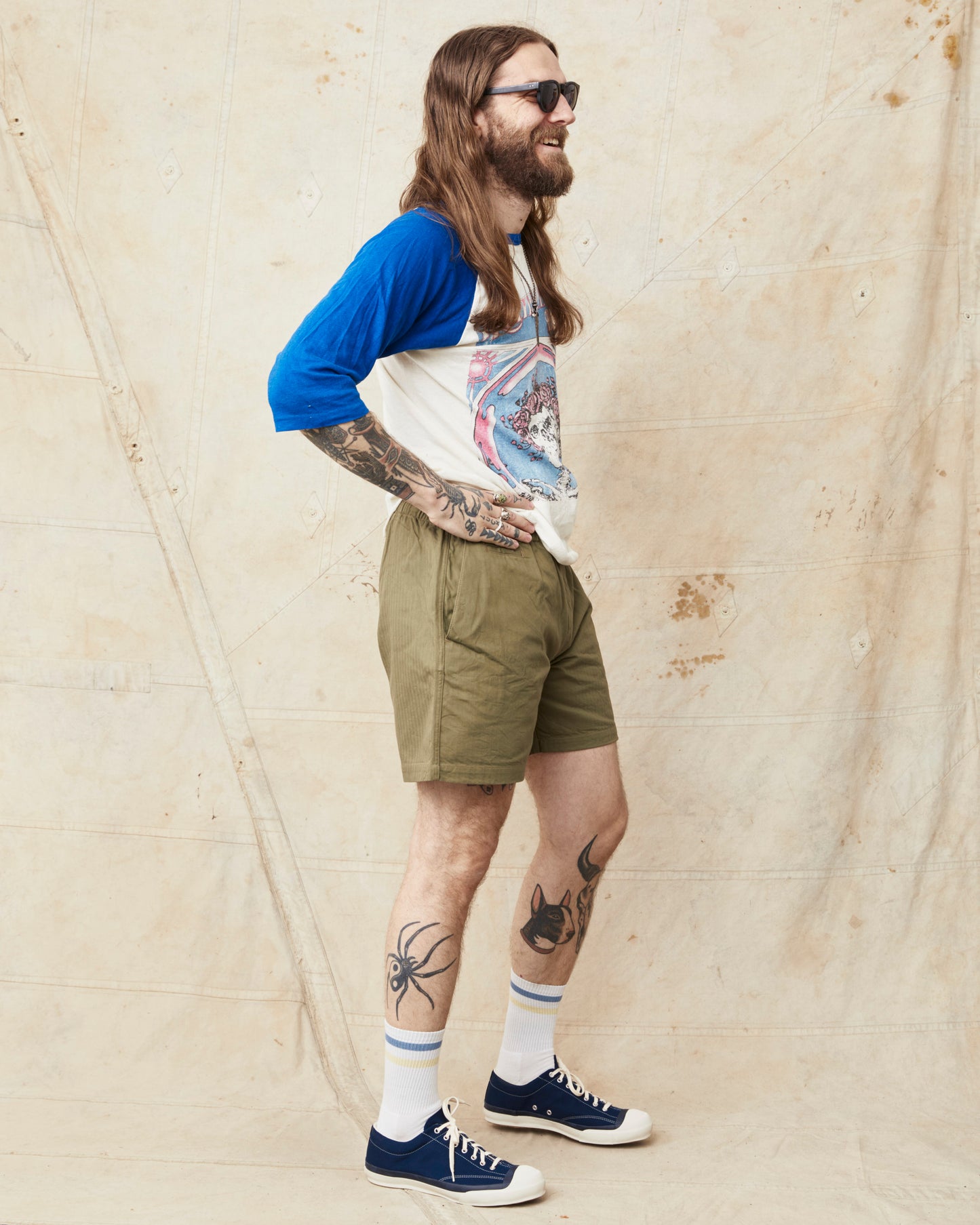 Papa Nui Cap Co. Atoll Beach Trunks Cotton HBT Twill Olive