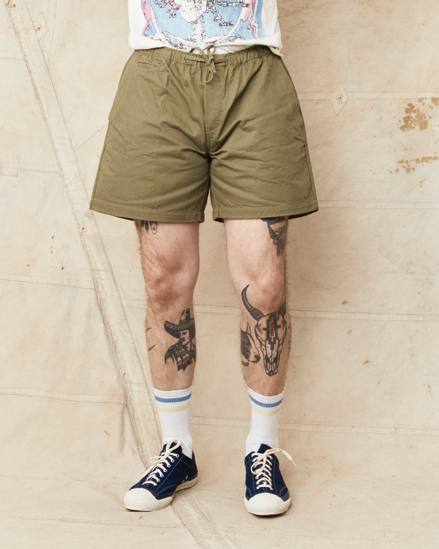 Papa Nui Cap Co. Atoll Beach Trunks Cotton HBT Twill Olive