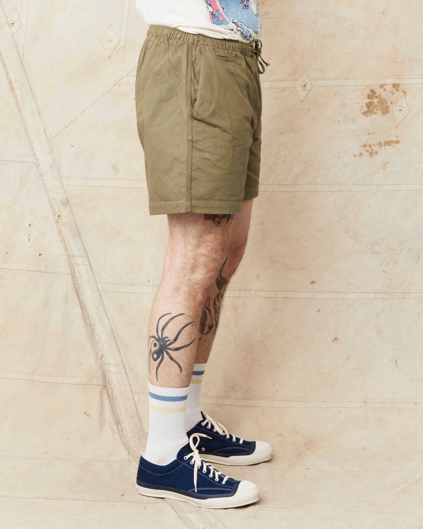 Papa Nui Cap Co. Atoll Beach Trunks Cotton HBT Twill Olive