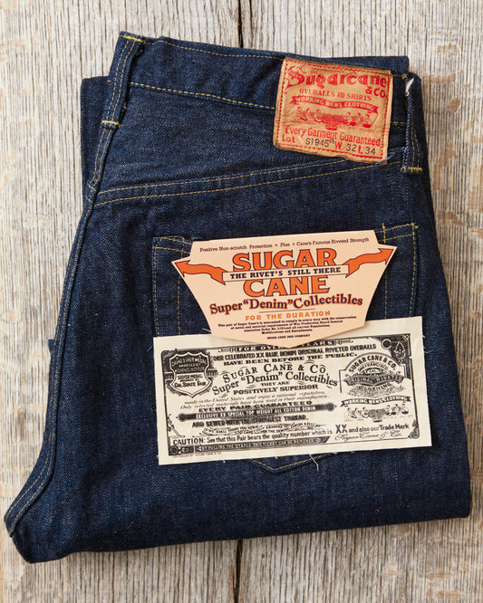 Sugar Cane & Co. SC49001 Super "Denim" Collectibles #01 Blue Denim Waist Overalls “S1945” Model One Wash