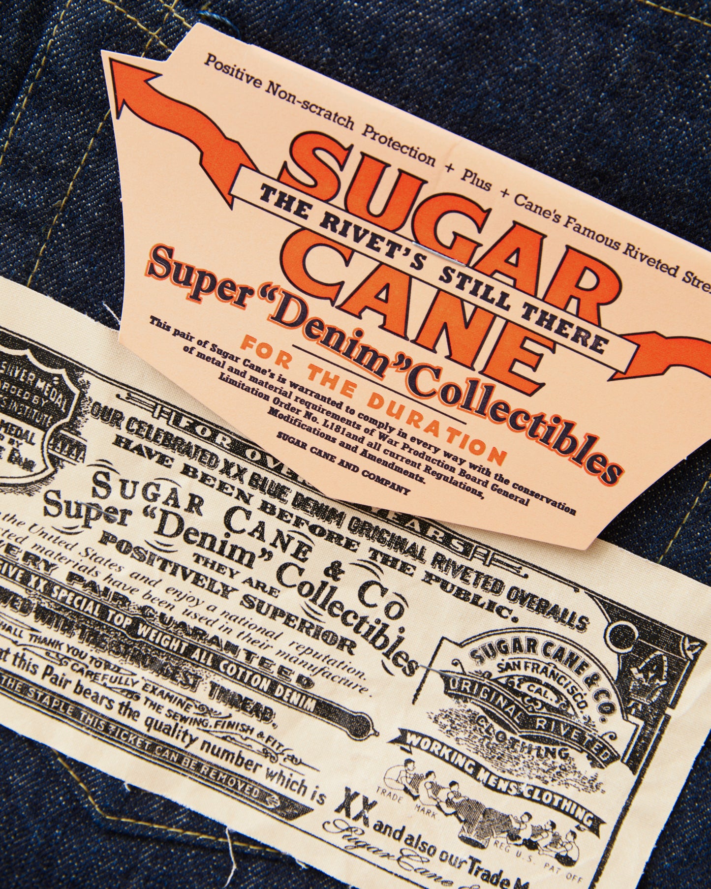 Sugar Cane & Co. SC49001 Super "Denim" Collectibles #01 Blue Denim Waist Overalls “S1945” Model One Wash