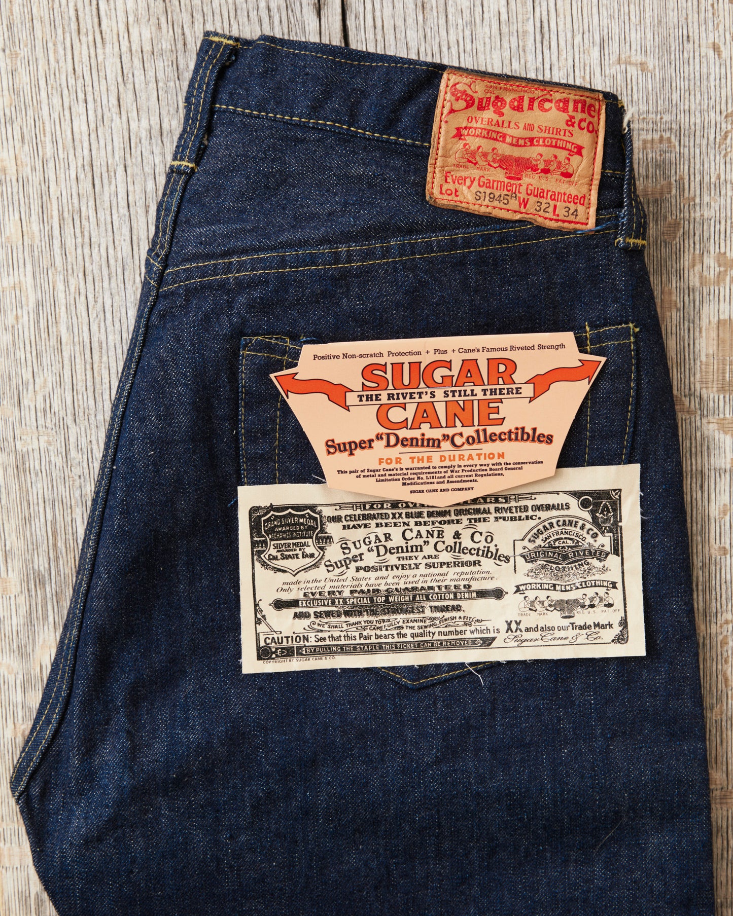 Sugar Cane & Co. SC49001 Super "Denim" Collectibles #01 Blue Denim Waist Overalls “S1945” Model One Wash