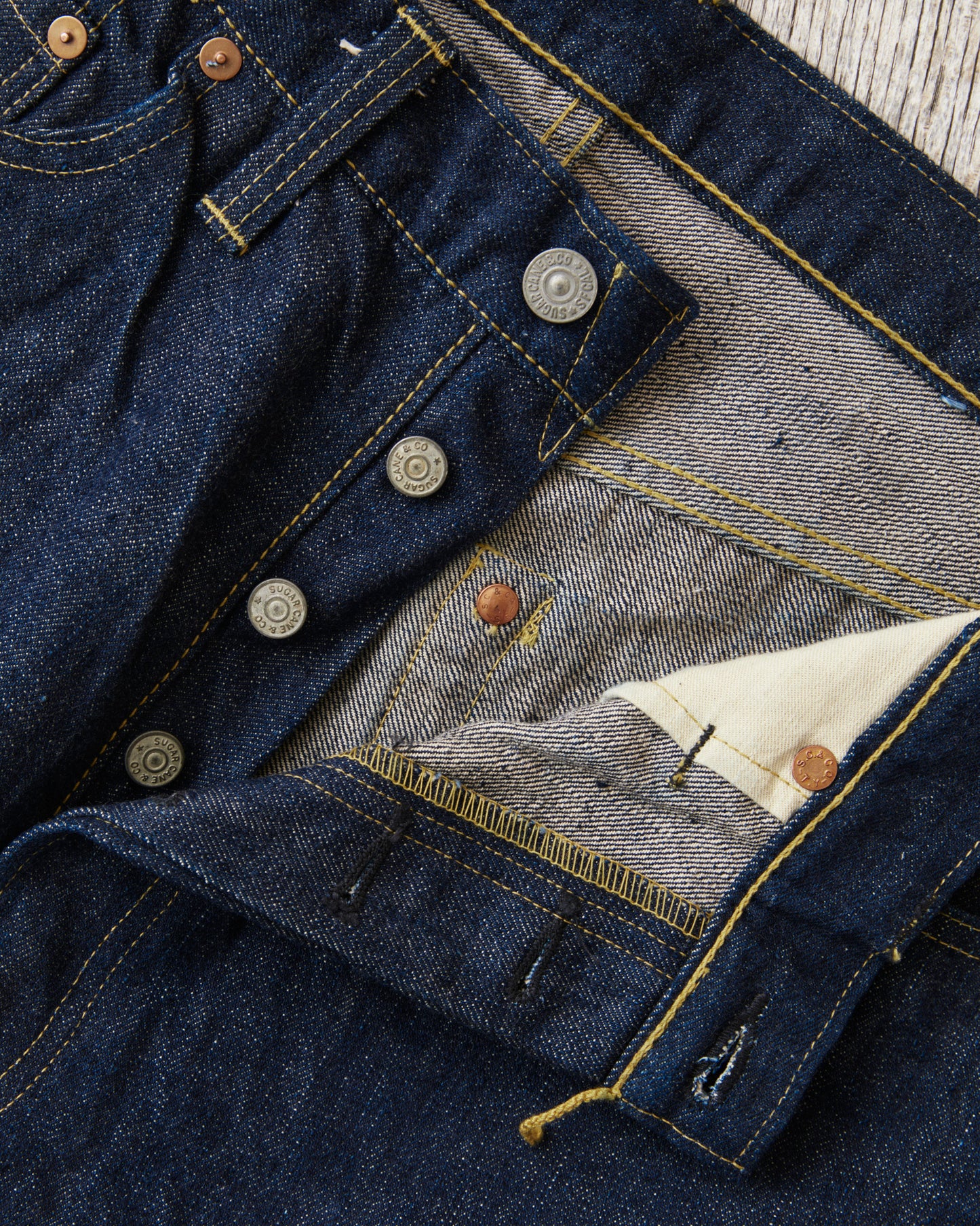 Sugar Cane & Co. SC49001 Super "Denim" Collectibles #01 Blue Denim Waist Overalls “S1945” Model One Wash