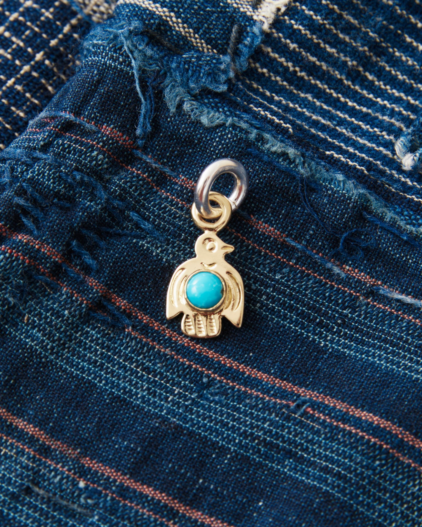 Larry Smith 18K Gold Baby Thunderbird Turquoise Pendant NL-0144-18KYG