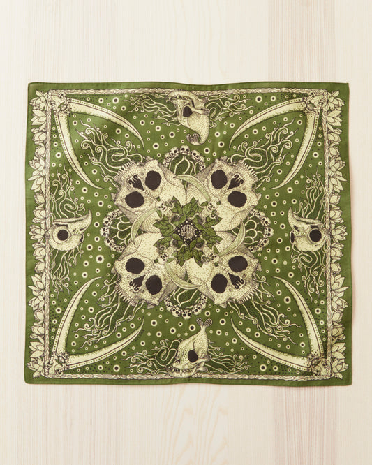 Indigofera Skull Bandana Green