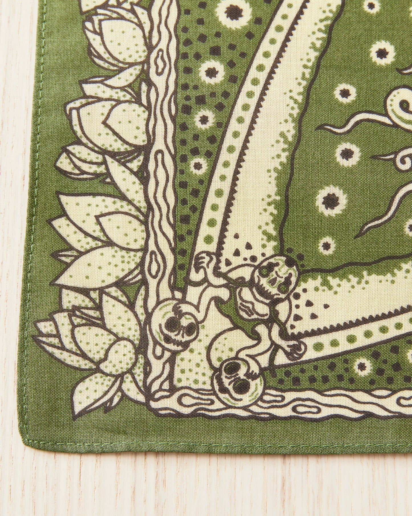 Indigofera Skull Bandana Green