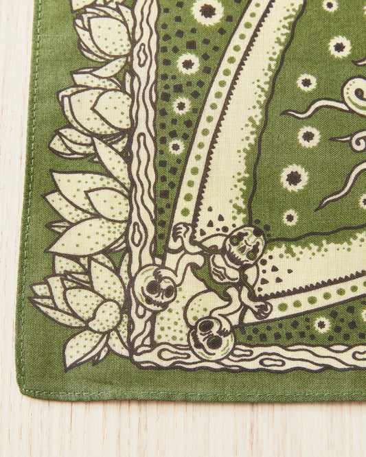 Indigofera Skull Bandana Green
