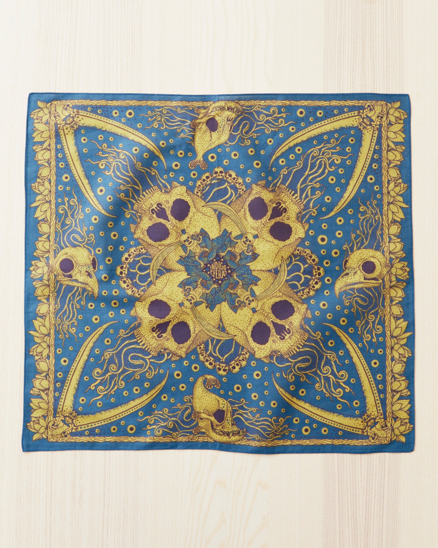 Indigofera Skull Bandana Blue