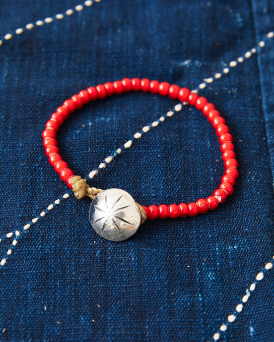 Tenable Crafts TC007 Red White Heart Trade Beads Bracelet