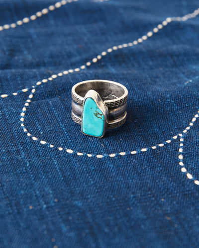 Tenable Crafts TC016 Silver & Turquoise Ring Size US 13,5