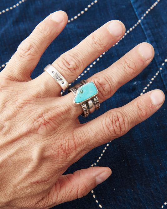 Tenable Crafts TC016 Silver & Turquoise Ring Size US 13,5
