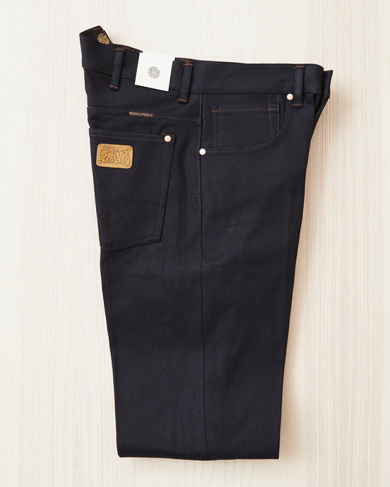 Indigofera Wyatt Bootcut Jeans Uneven Broken Twill Black