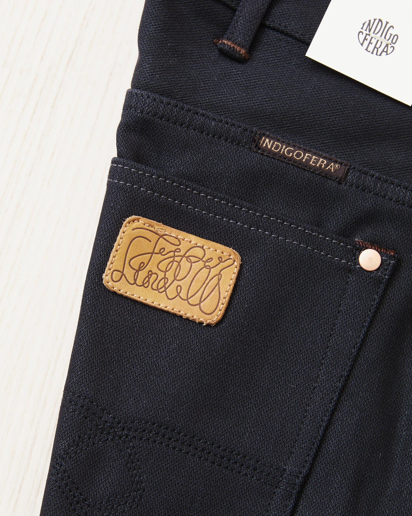 Indigofera Wyatt Bootcut Jeans Uneven Broken Twill Black