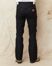 Indigofera Wyatt Bootcut Jeans Uneven Broken Twill Black