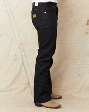 Indigofera Wyatt Bootcut Jeans Uneven Broken Twill Black