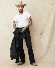 Indigofera Wyatt Bootcut Jeans Uneven Broken Twill Black