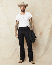 Indigofera Wyatt Bootcut Jeans Uneven Broken Twill Black