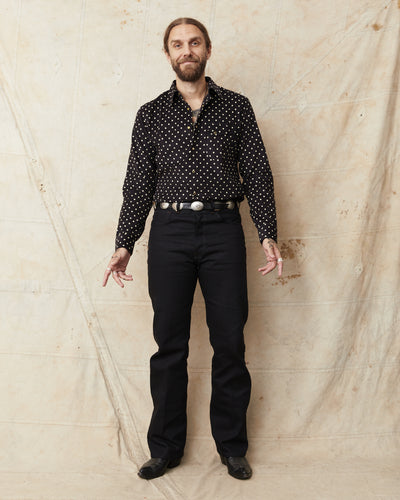 Indigofera Ike Corduroy Polkadot Black Shirt