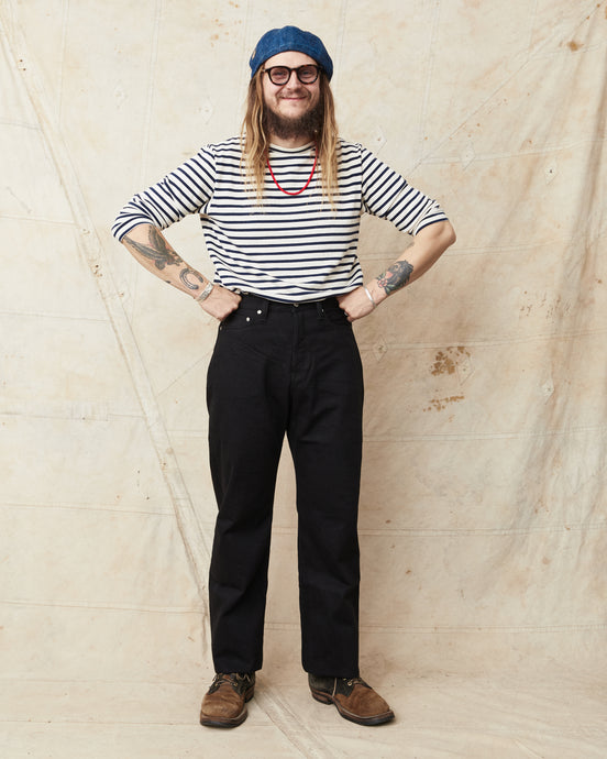Momotaro MMJE6500 #400 Wide Kyotomontsuki Dyed Jeans Black One Wash