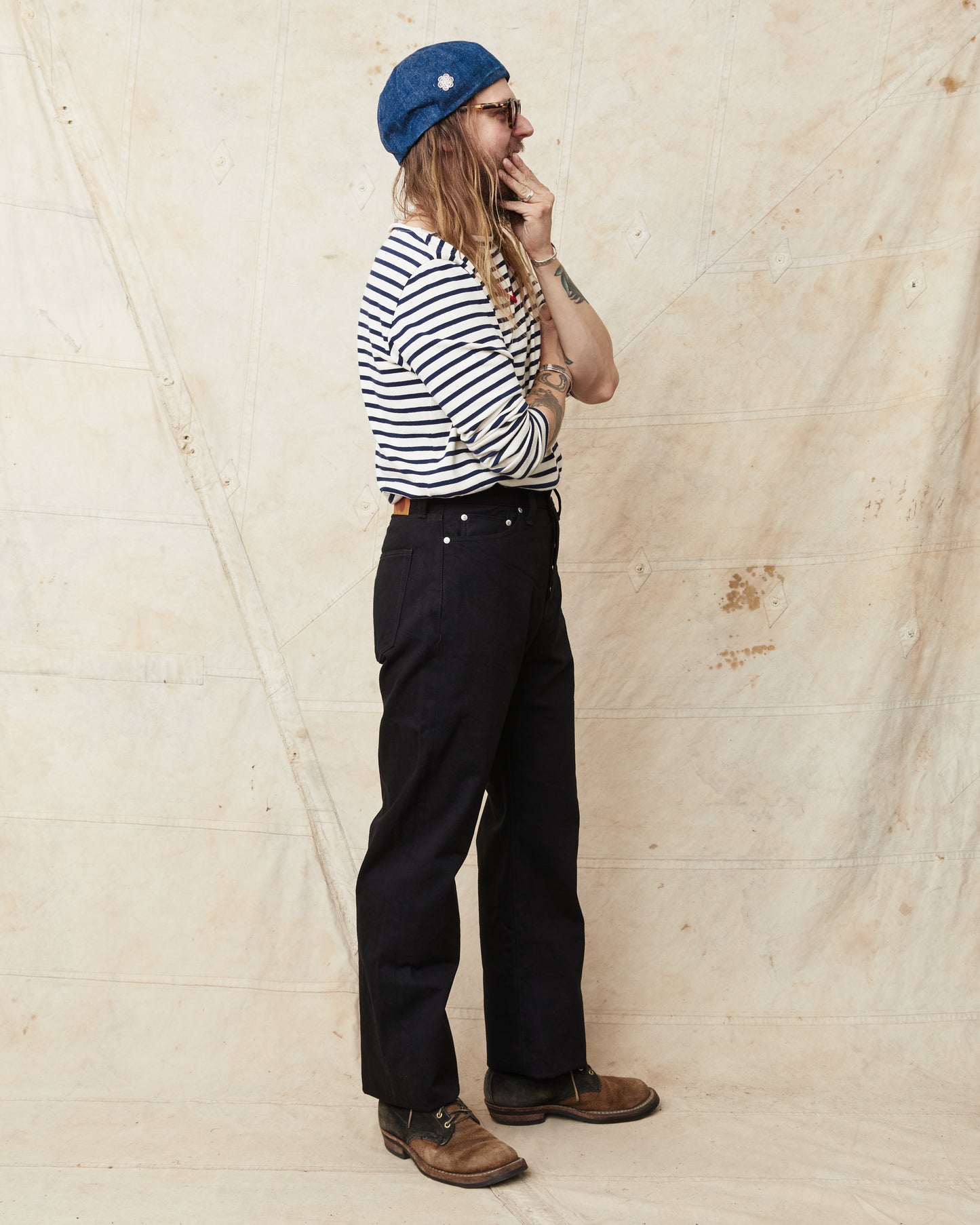 Momotaro MMJE6500 #400 Wide Kyotomontsuki Dyed Jeans Black One Wash