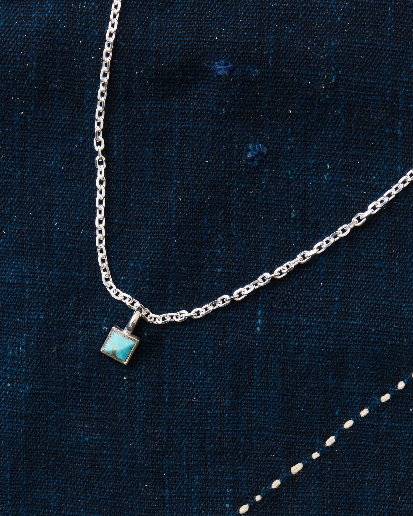 Larry Smith Square Pyramid Turquoise Pendant NL-0191