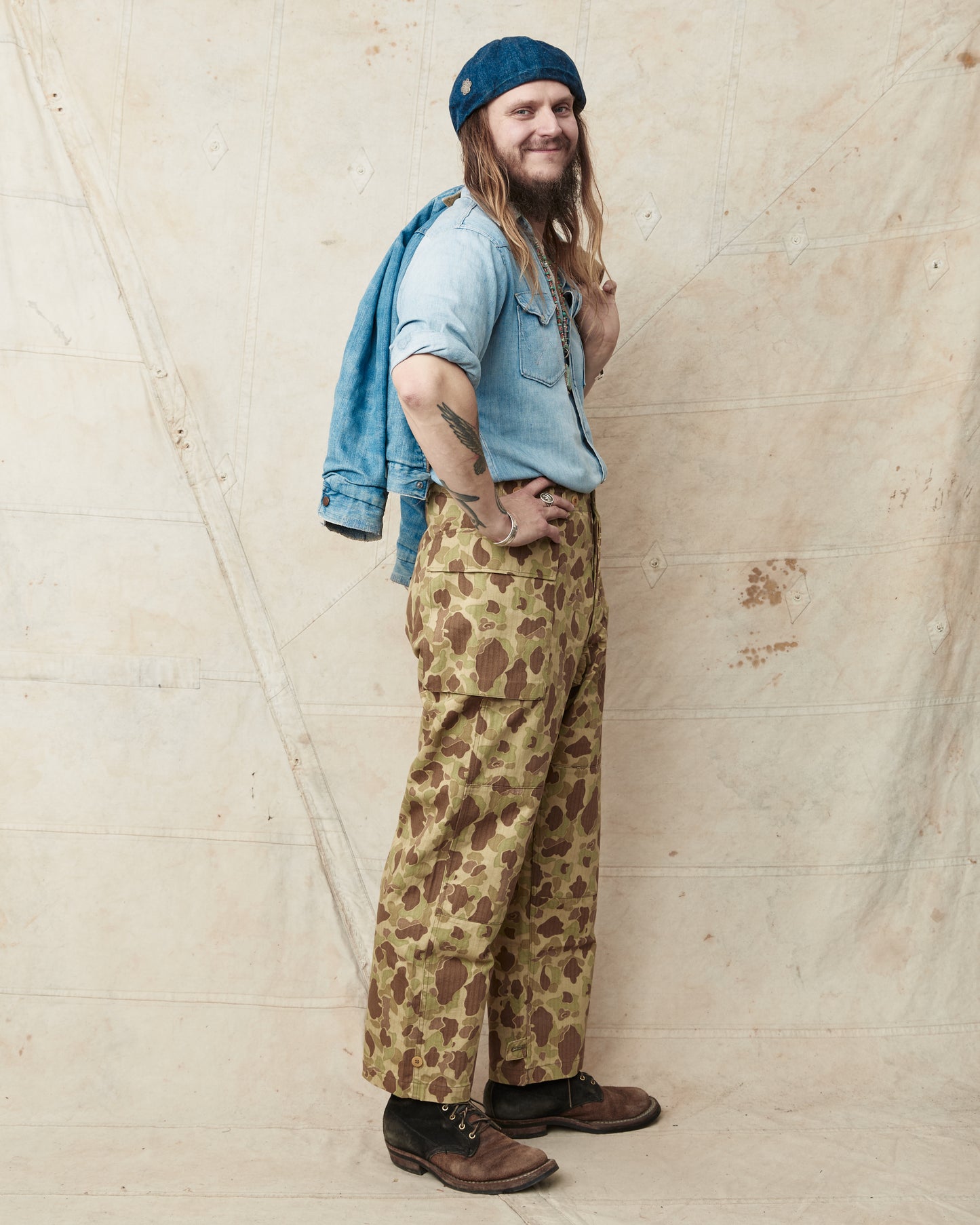Buzz Rickson's BR42585 Trousers Herringbone Twill Frog Skin Camo