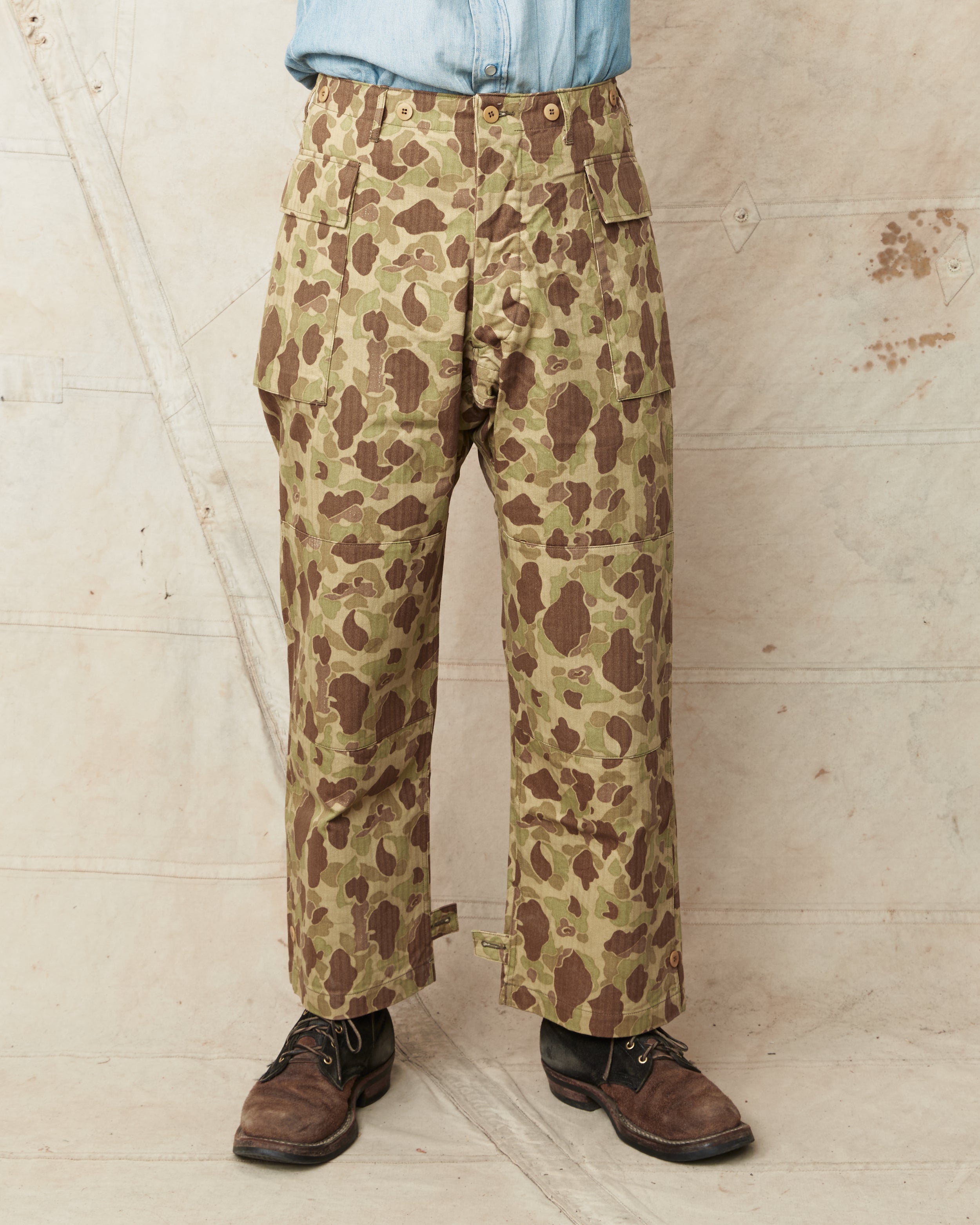 Buzz Rickson's BR42585 Trousers Herringbone Twill Frog Skin Camo