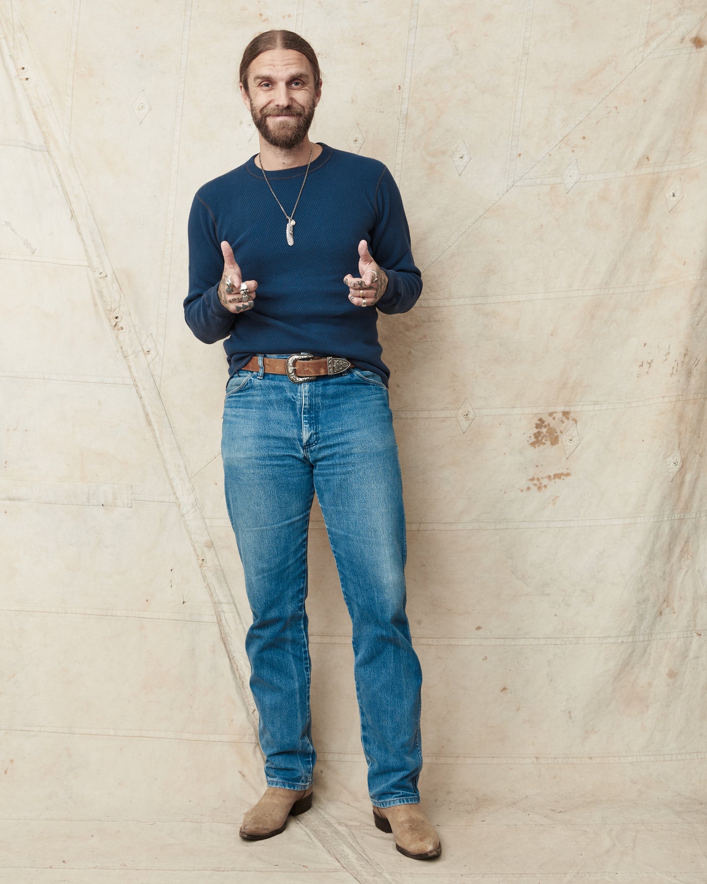 Buzz Rickson's BR63755 Long Sleeve Thermal Shirt Navy