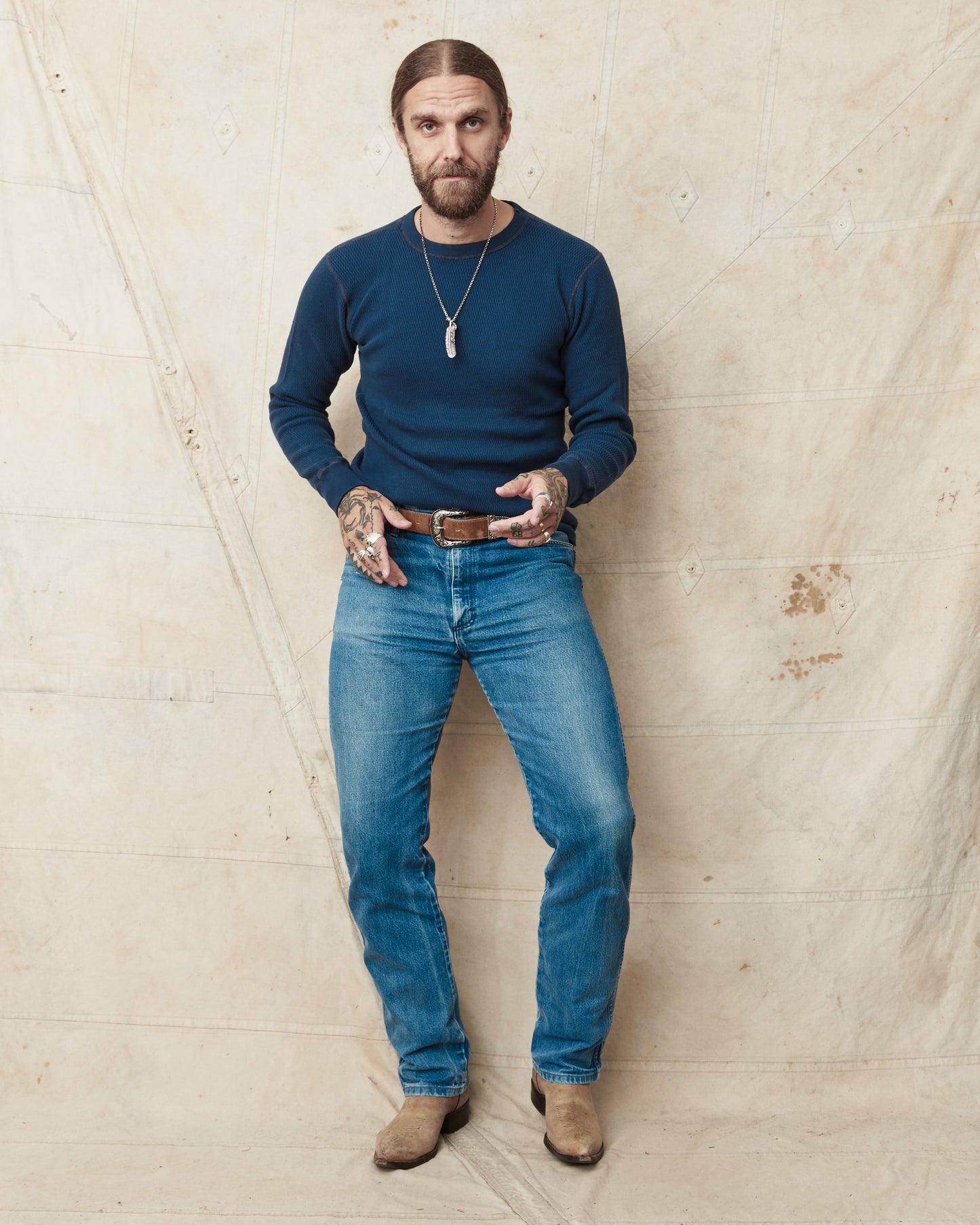 Buzz Rickson's BR63755 Long Sleeve Thermal Shirt Navy