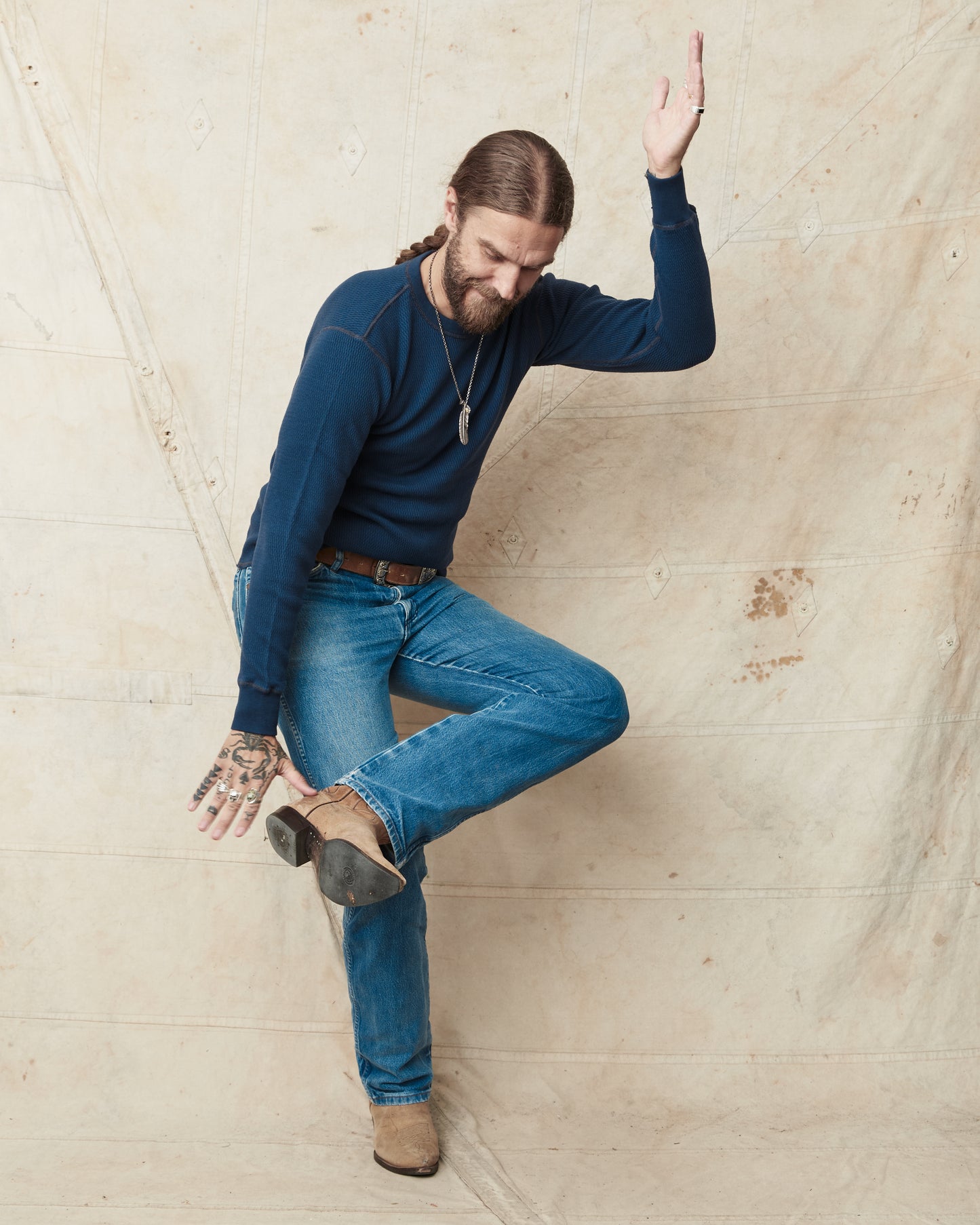 Buzz Rickson's BR63755 Long Sleeve Thermal Shirt Navy