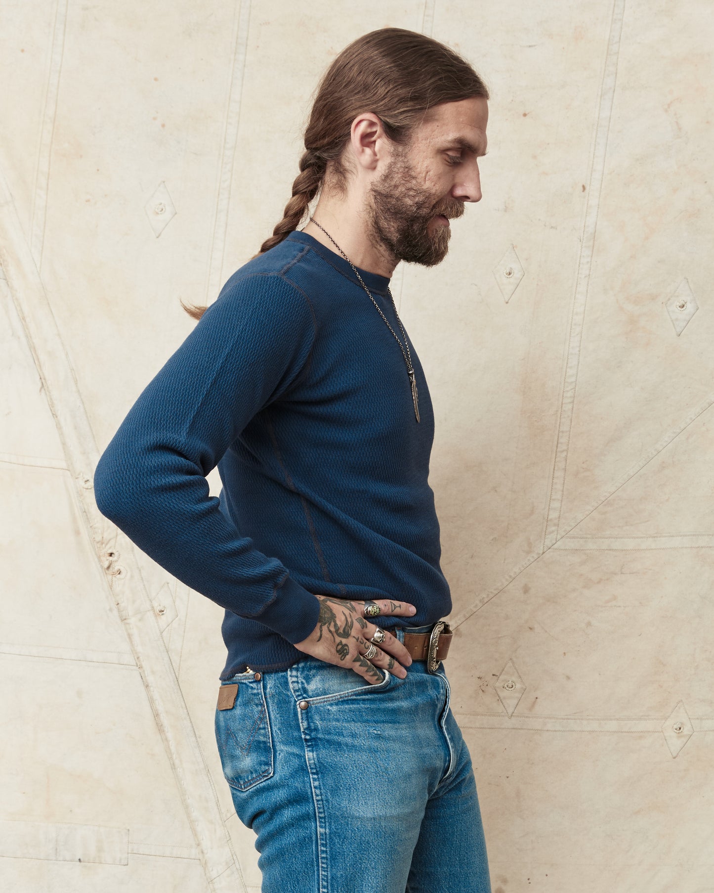 Buzz Rickson's BR63755 Long Sleeve Thermal Shirt Navy