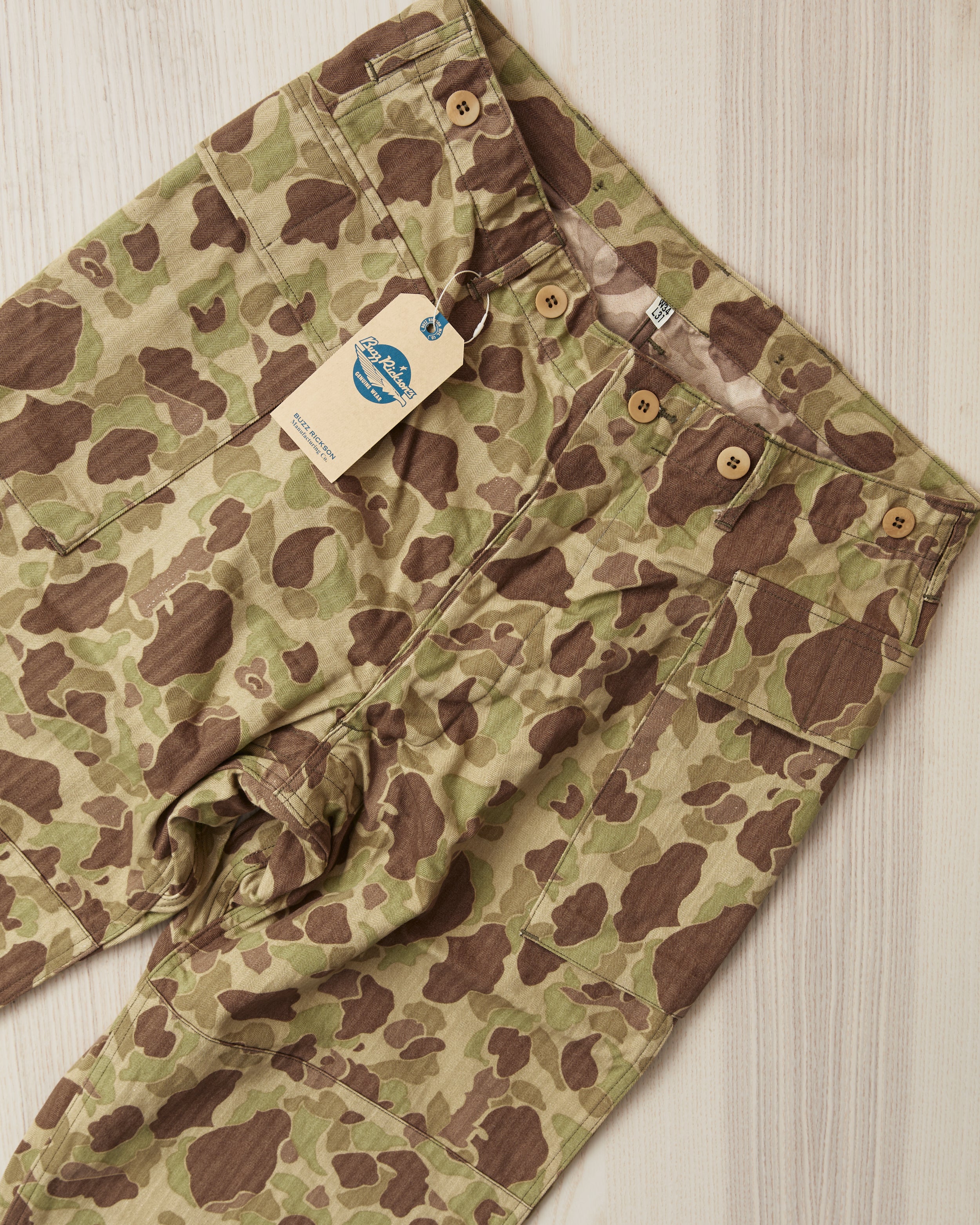 Buzz Rickson's BR42585 Trousers Herringbone Twill Frog Skin Camo