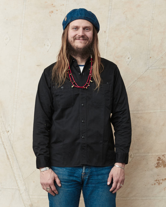 Buzz Rickson's Black HBT Twill Work Shirt BR29390