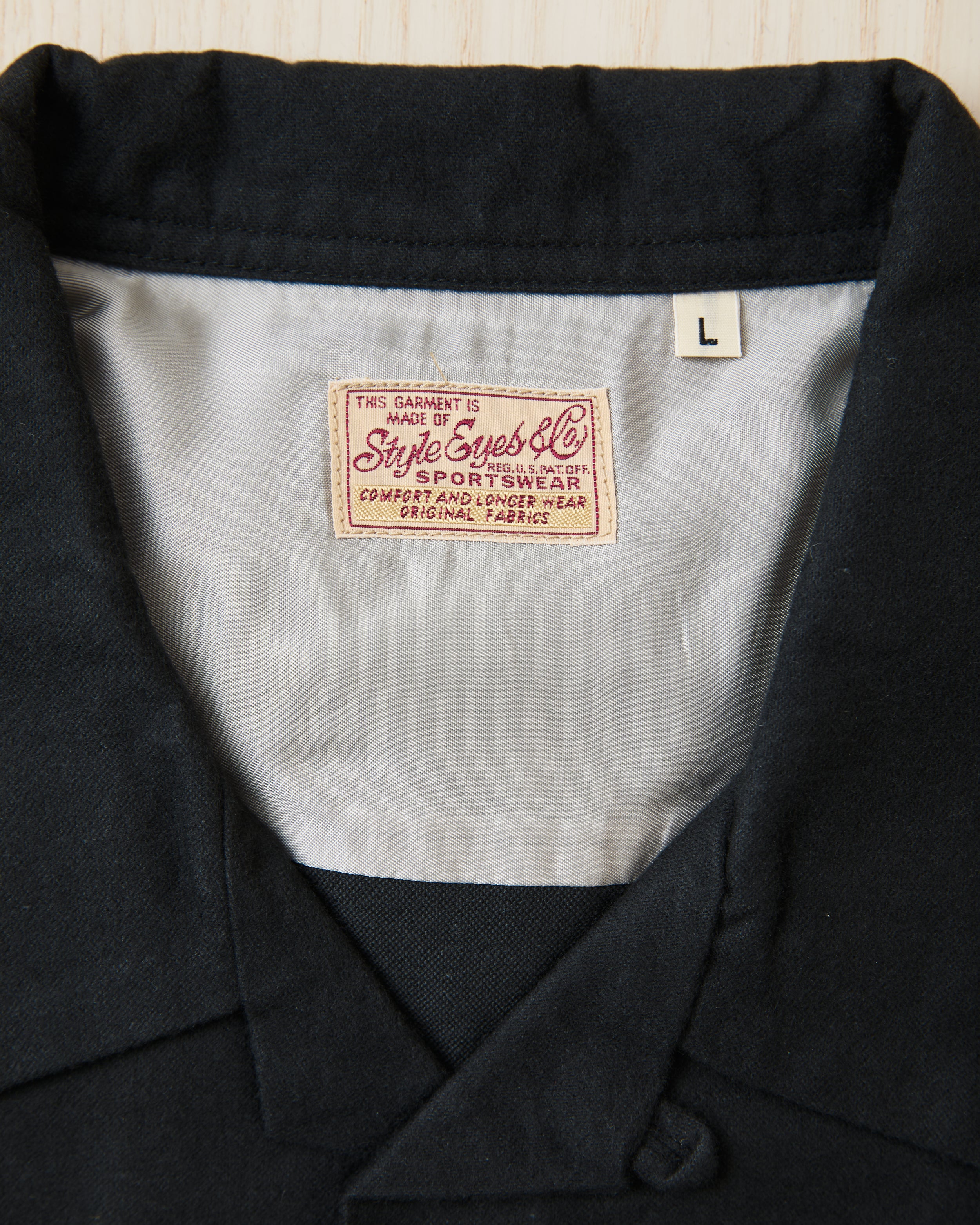 Style Eyes Mid 1950s Style Flannel Sports Shirt “Plain” Black