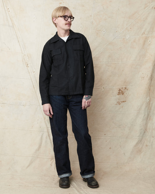 Style Eyes Mid 1950s Style Flannel Sports Shirt “Plain” Black SE29577