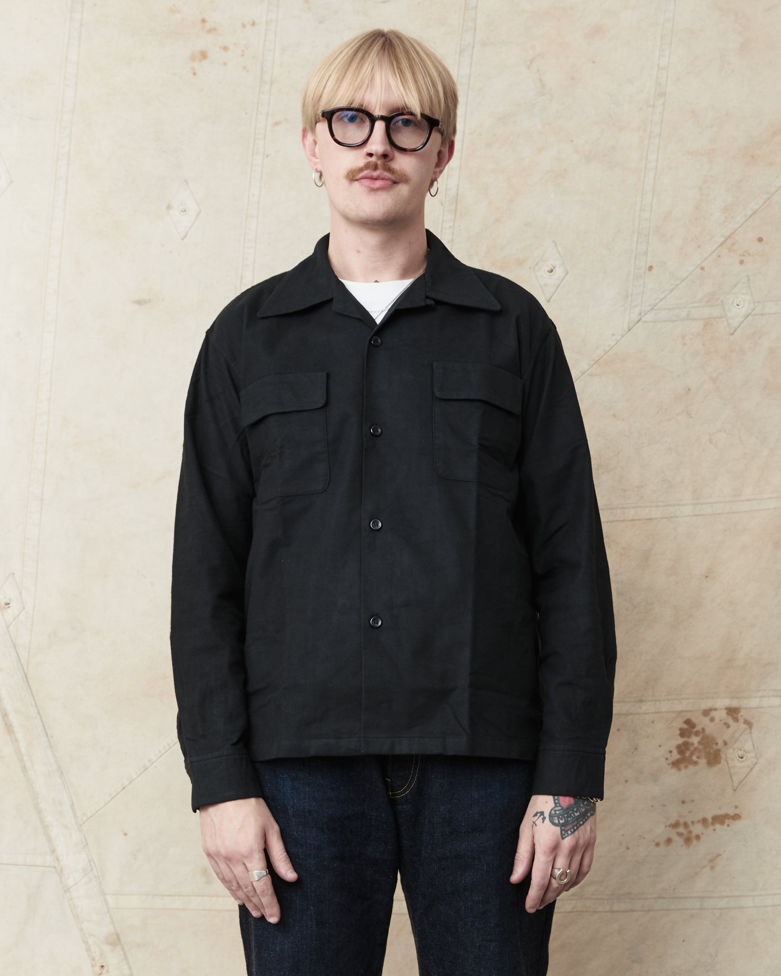 Style Eyes Mid 1950s Style Flannel Sports Shirt “Plain” Black