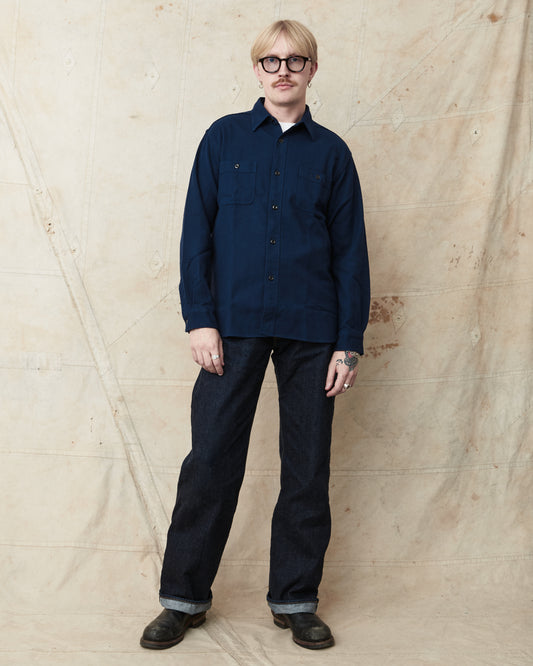 Sugar Cane & Co. Cotton Twill Work Shirt Navy SC29560