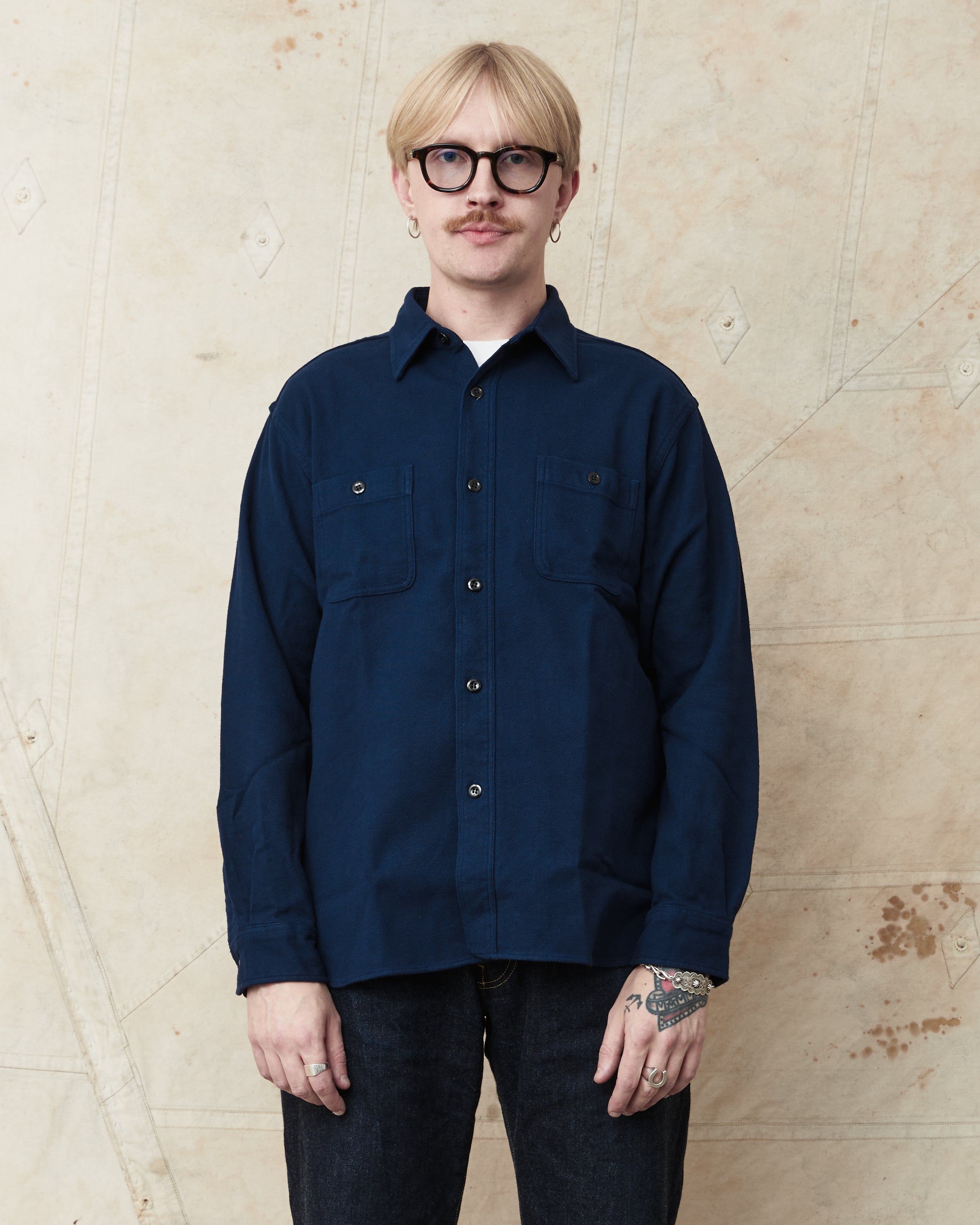 Sugar Cane & Co. Cotton Twill Work Shirt Navy SC29560 – Second Sunrise