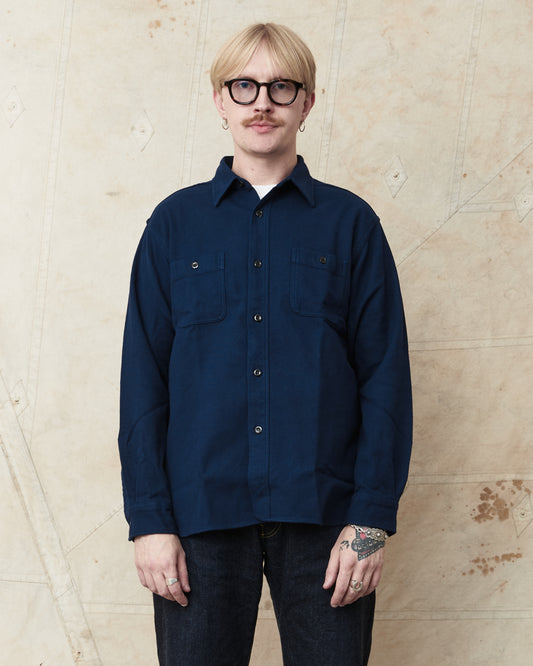Sugar Cane & Co. Cotton Twill Work Shirt Navy SC29560