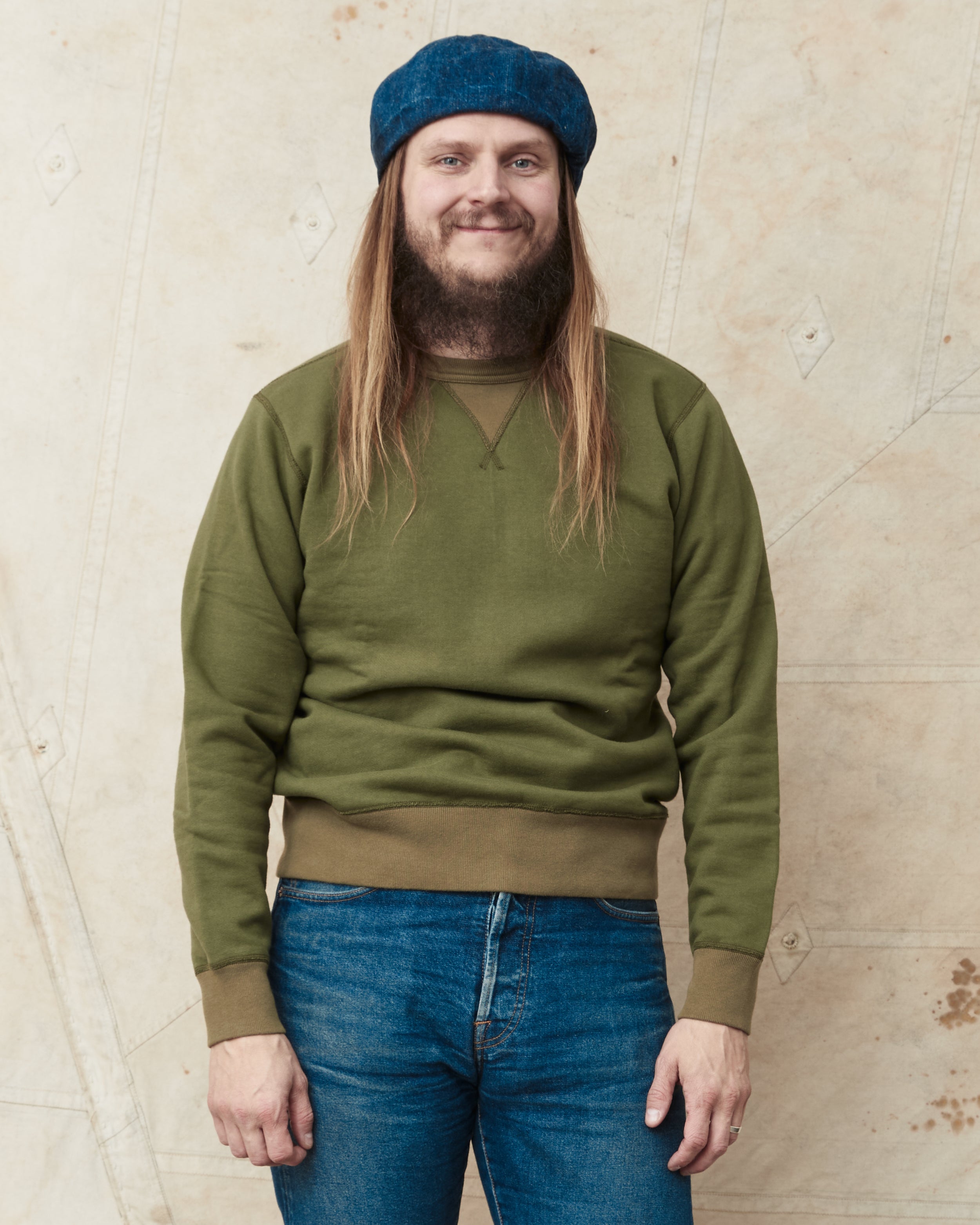 Buzz Rickson's Loopwheel Sweatshirt 4-Needle Olive BR65622