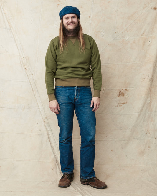Buzz Rickson's Loopwheel Sweatshirt 4-Needle Olive BR65622