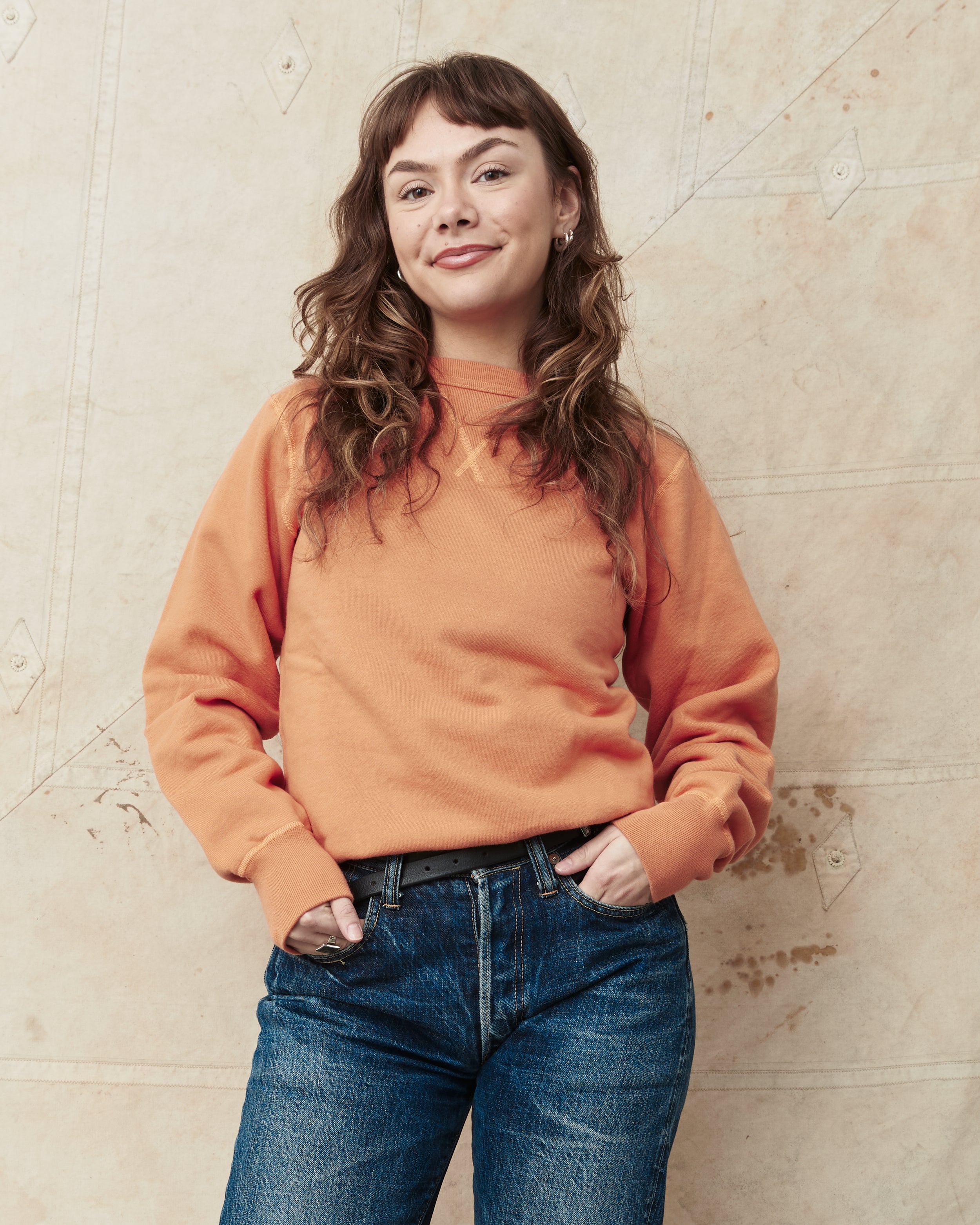 Buzz Rickson's Loopwheel Sweatshirt 4-Needle Orange BR65622