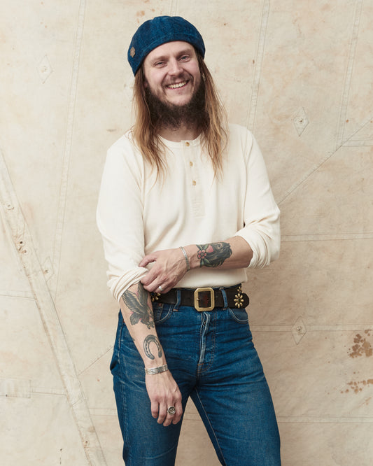 Hermansson Long Sleeve Ribbed Cotton Henley Shirt